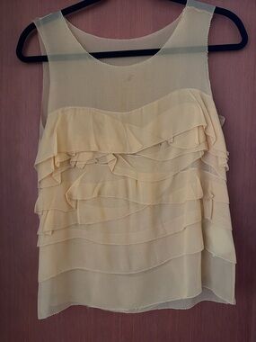 3.1 Phillip Lim Pale Yellow Ruffle Chiffon Camisole
